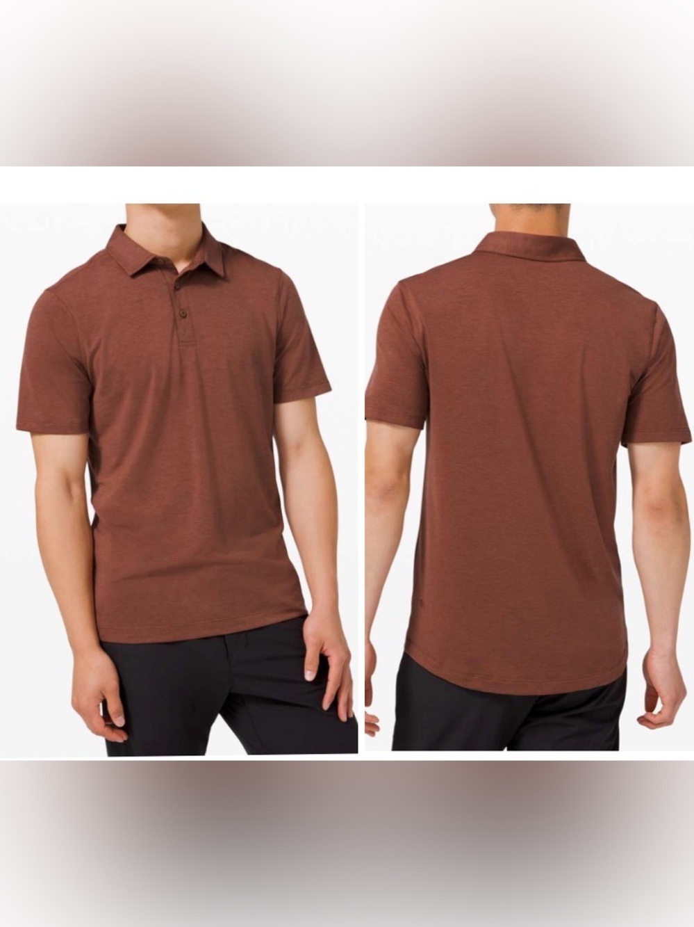 Lululemon Evolution Polo Shirt Mens Medium Copper Performance Golf Short Sleeve
